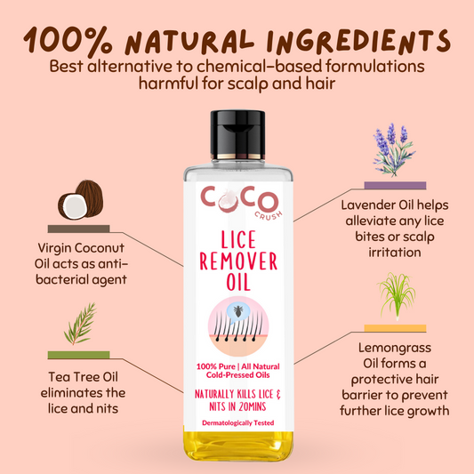 A bottle of natural lice remover hair oil