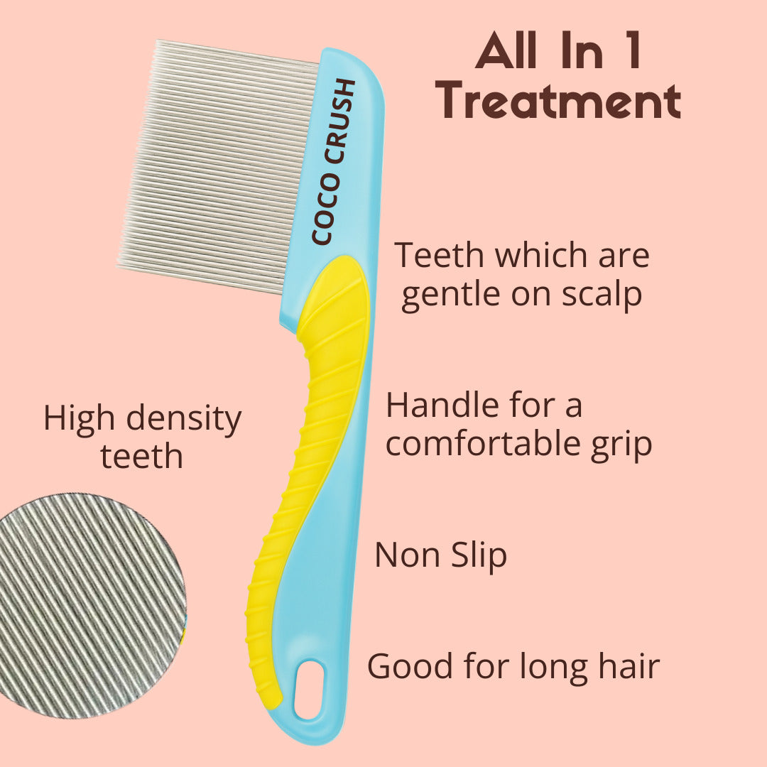 Natural Lice & Nits Treatment Combo: Ayurvedic Anti Lice Shampoo & Long Handle Comb