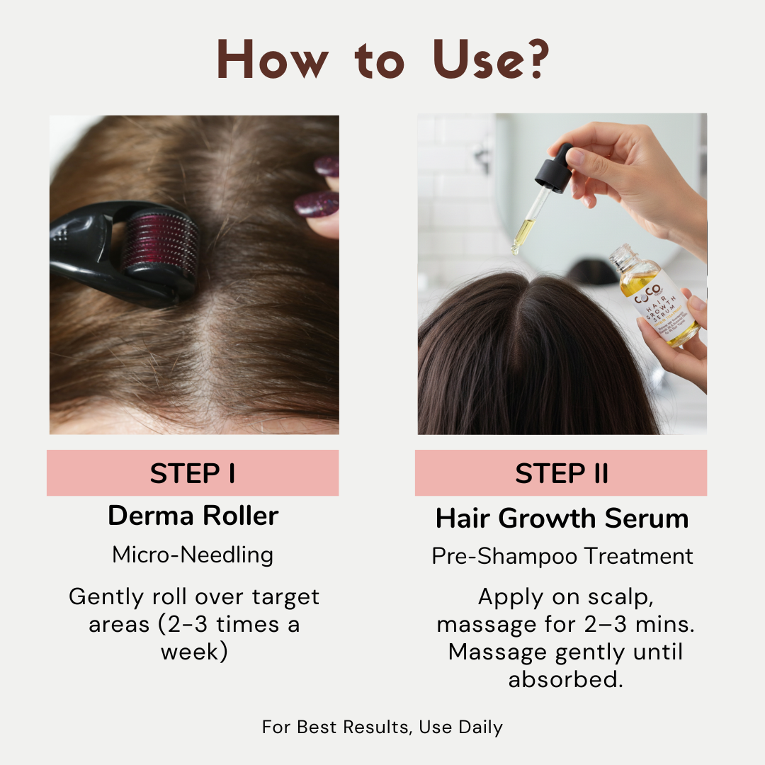 Ayurvedic Hair Growth Serum & Derma Roller Combo