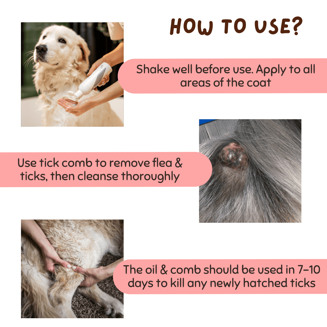 Organic Tick & Flea Defence Oil and Long Grip Coat Comb