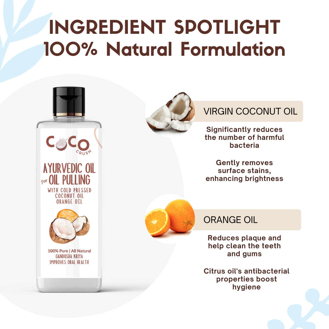 Ayurvedic Coconut & Orange Oil for Oil Pulling with Copper Tongue Cleaner