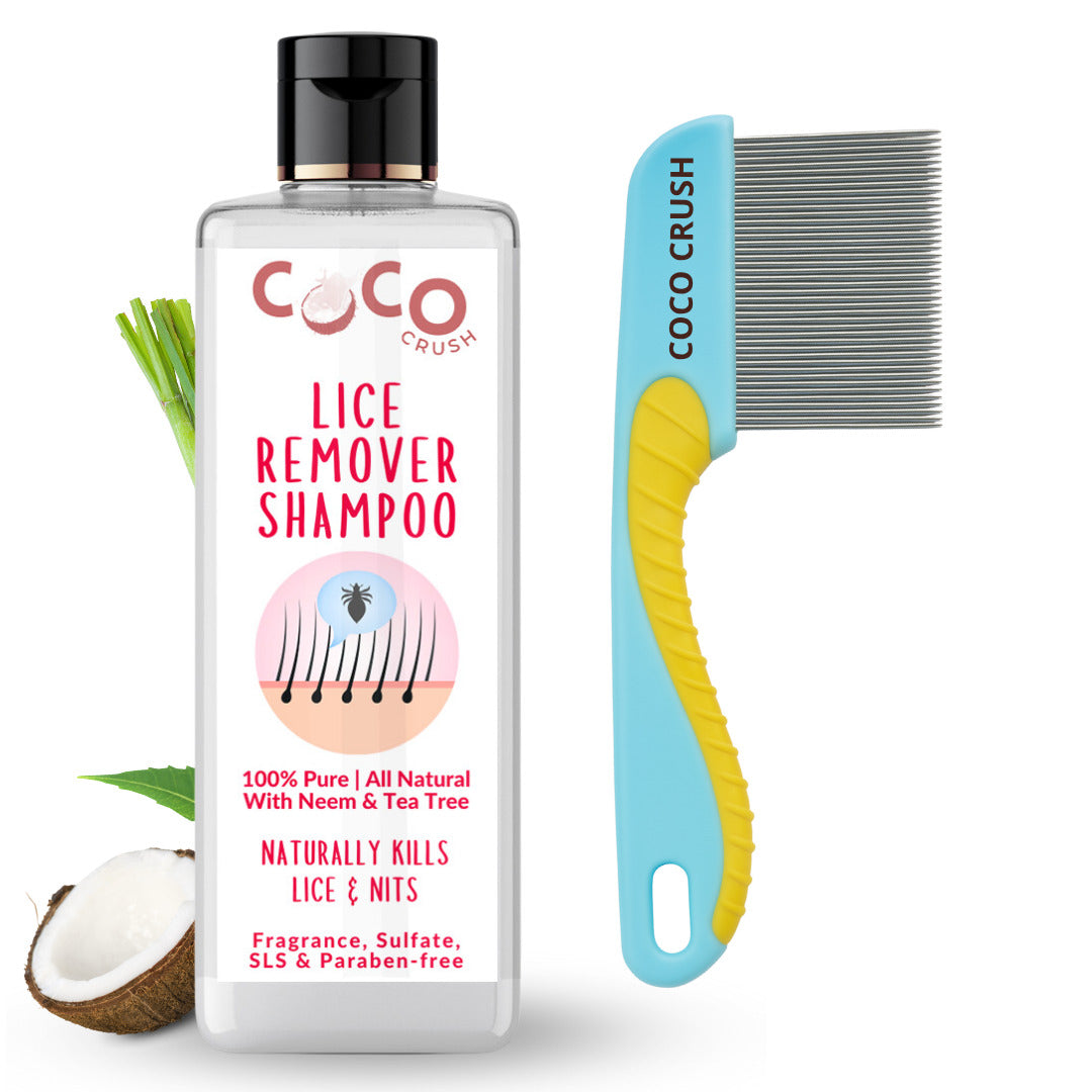 Natural Lice & Nits Treatment Combo: Ayurvedic Anti Lice Shampoo & Long Handle Comb