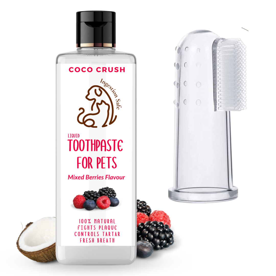 Berry Toothpaste for Pets & Finger Toothbrush Combo