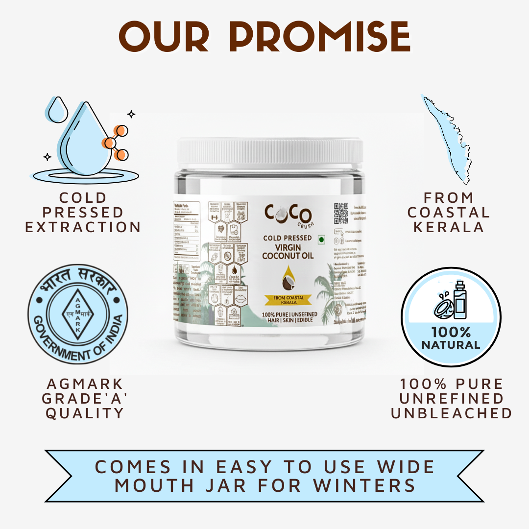 Cold-Pressed Virgin Coconut Oil - Pure Organic & Natural Coconut Oil Jar