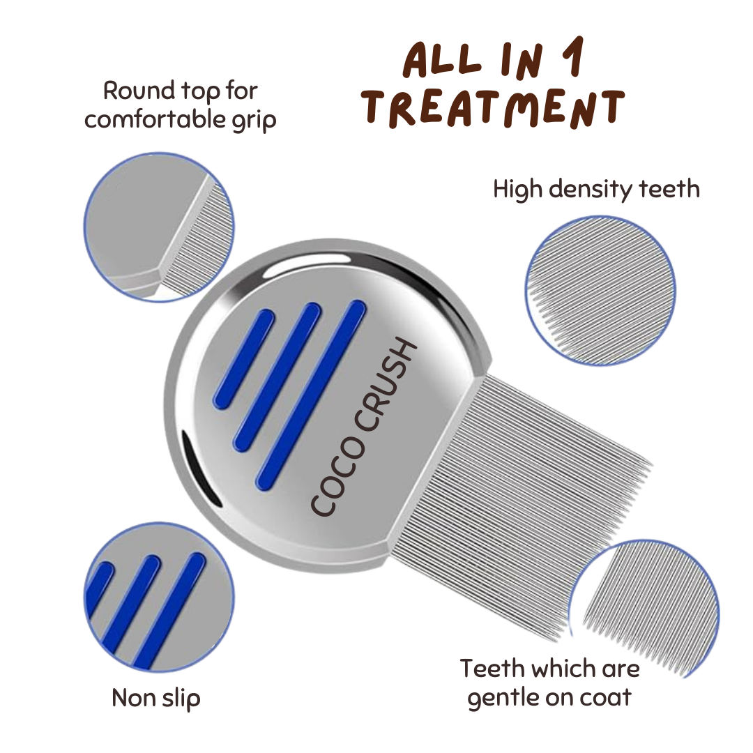 Flea & Tick Defense Kit: Organic Shampoo & Stainless Steel Grooming Comb