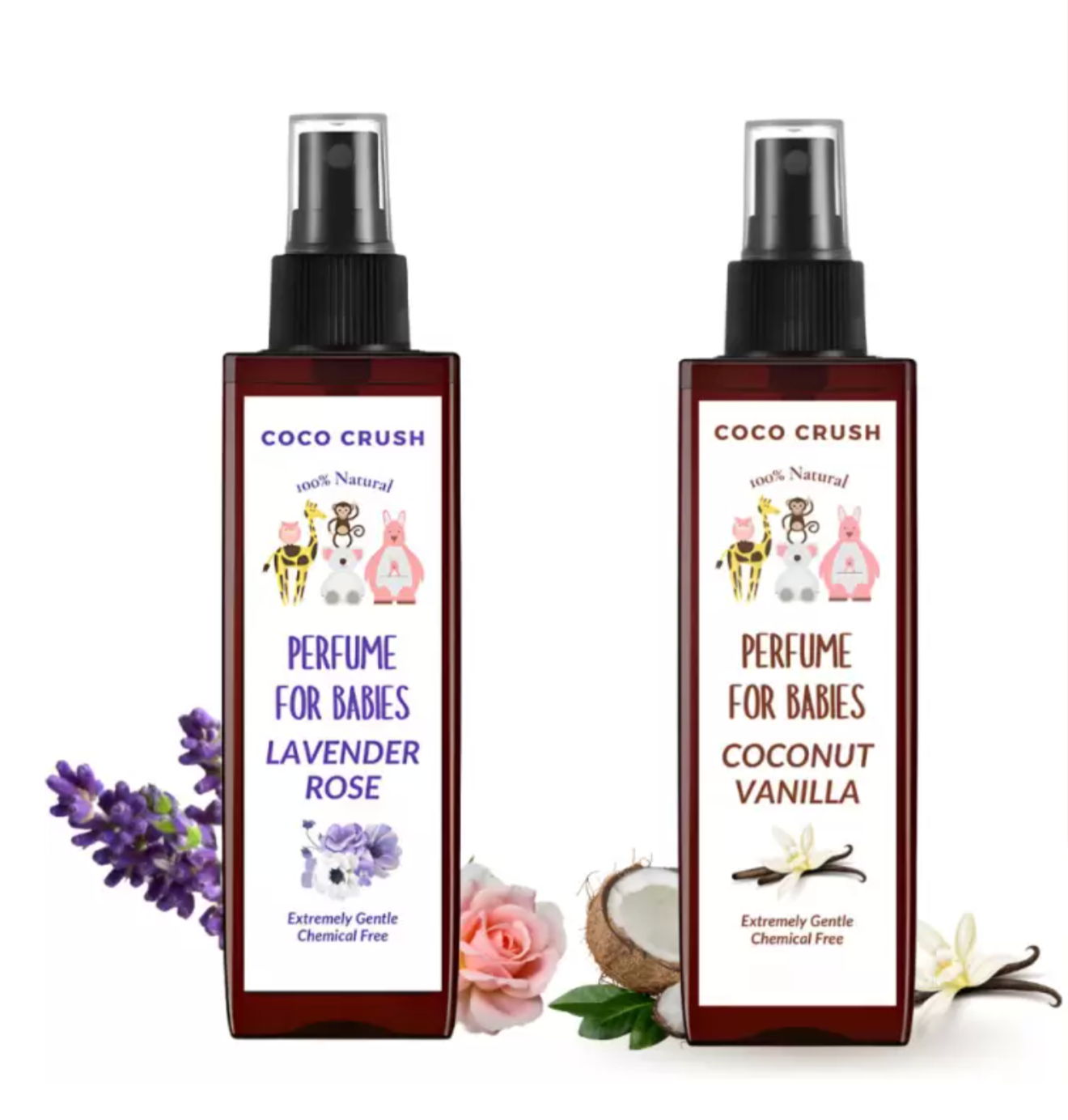 Gentle Baby Perfume Duo: Natural Rose & Lavender, Coconut Vanilla