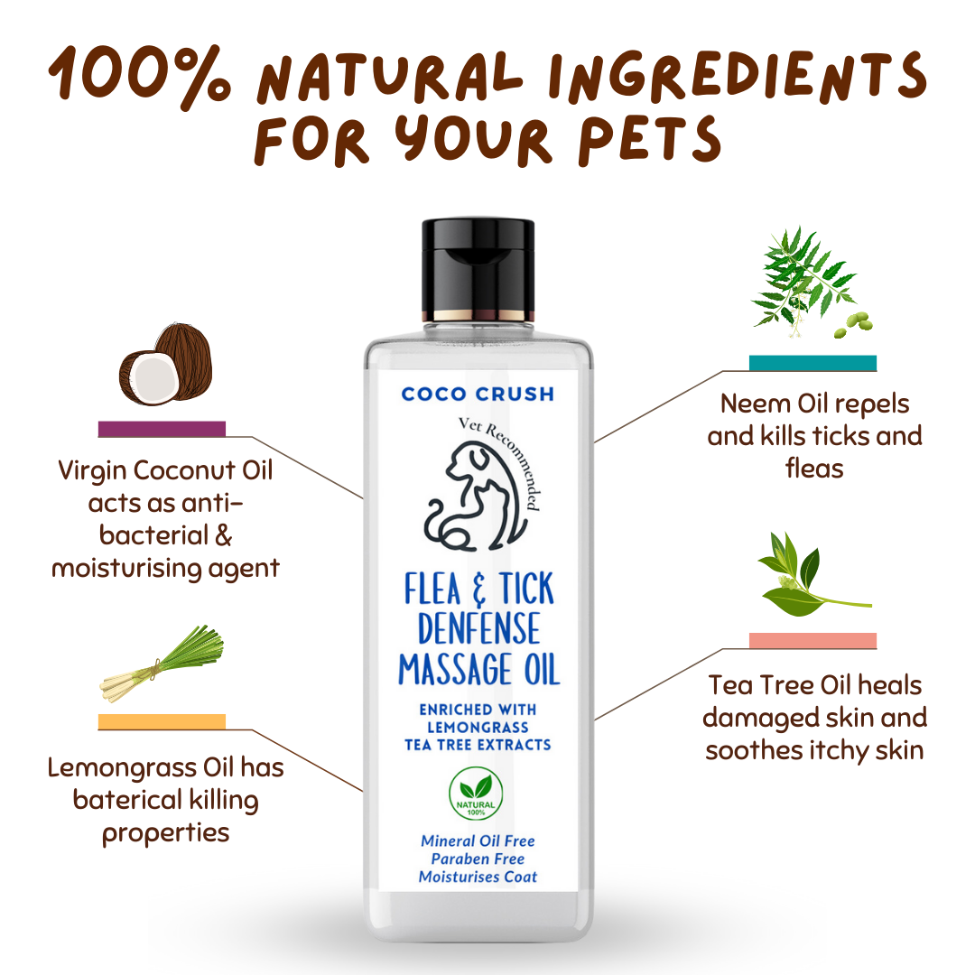 Flea & Tick Defence Massage Oil for Pets, 100% Natural