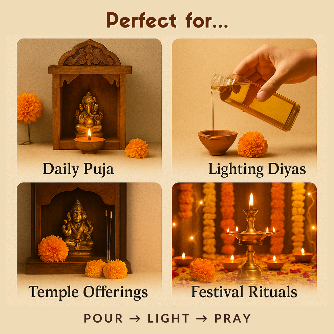 Natural Pancha Pooja Oil, Handcrafted with 5 Cold Pressed Oils