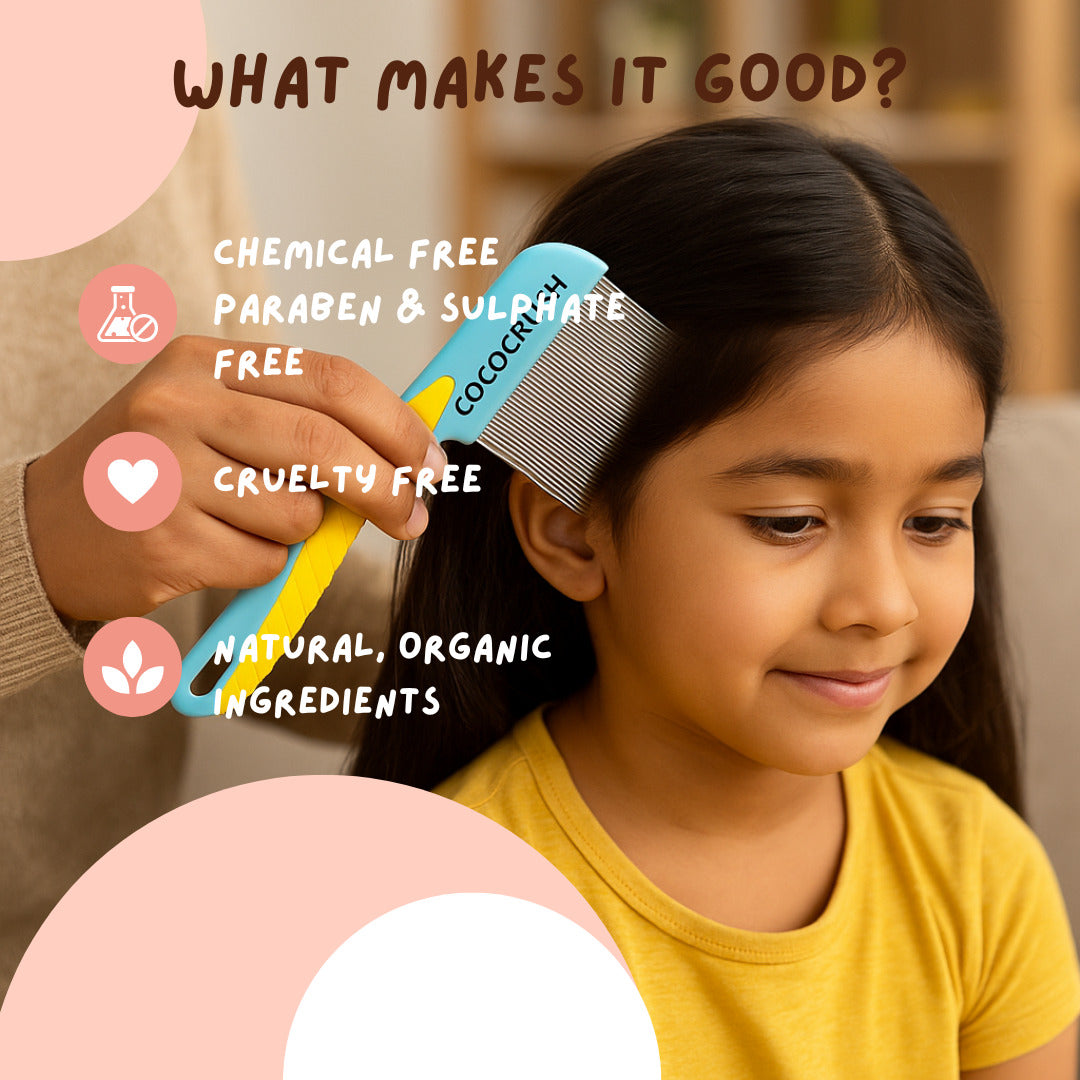 Natural Lice & Nits Treatment Combo: Ayurvedic Anti Lice Shampoo & Long Handle Comb