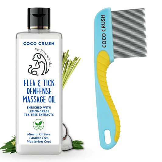Organic Tick & Flea Defence Oil and Long Grip Coat Comb