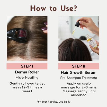 Ayurvedic Hair Growth Serum & Derma Roller Combo
