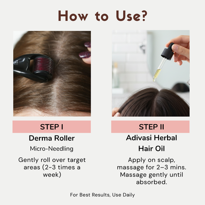 Adivasi Herbal Hair Growth Oil & Derma Roller Combo