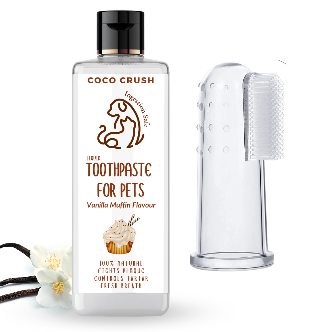 Vanilla Muffin Toothpaste for Pets & Finger Toothbrush Combo