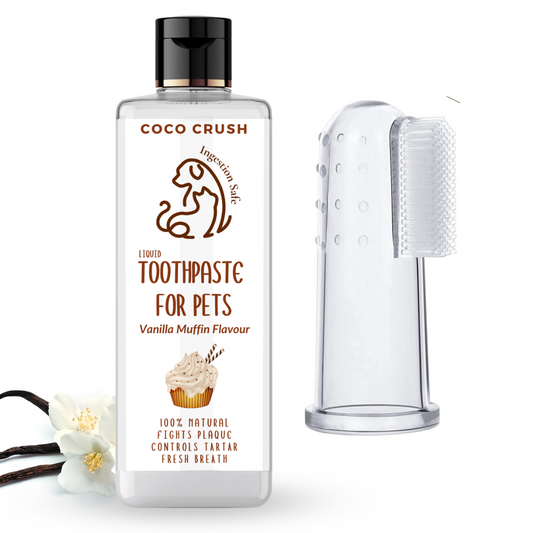 Vanilla Muffin Toothpaste for Pets & Finger Toothbrush Combo