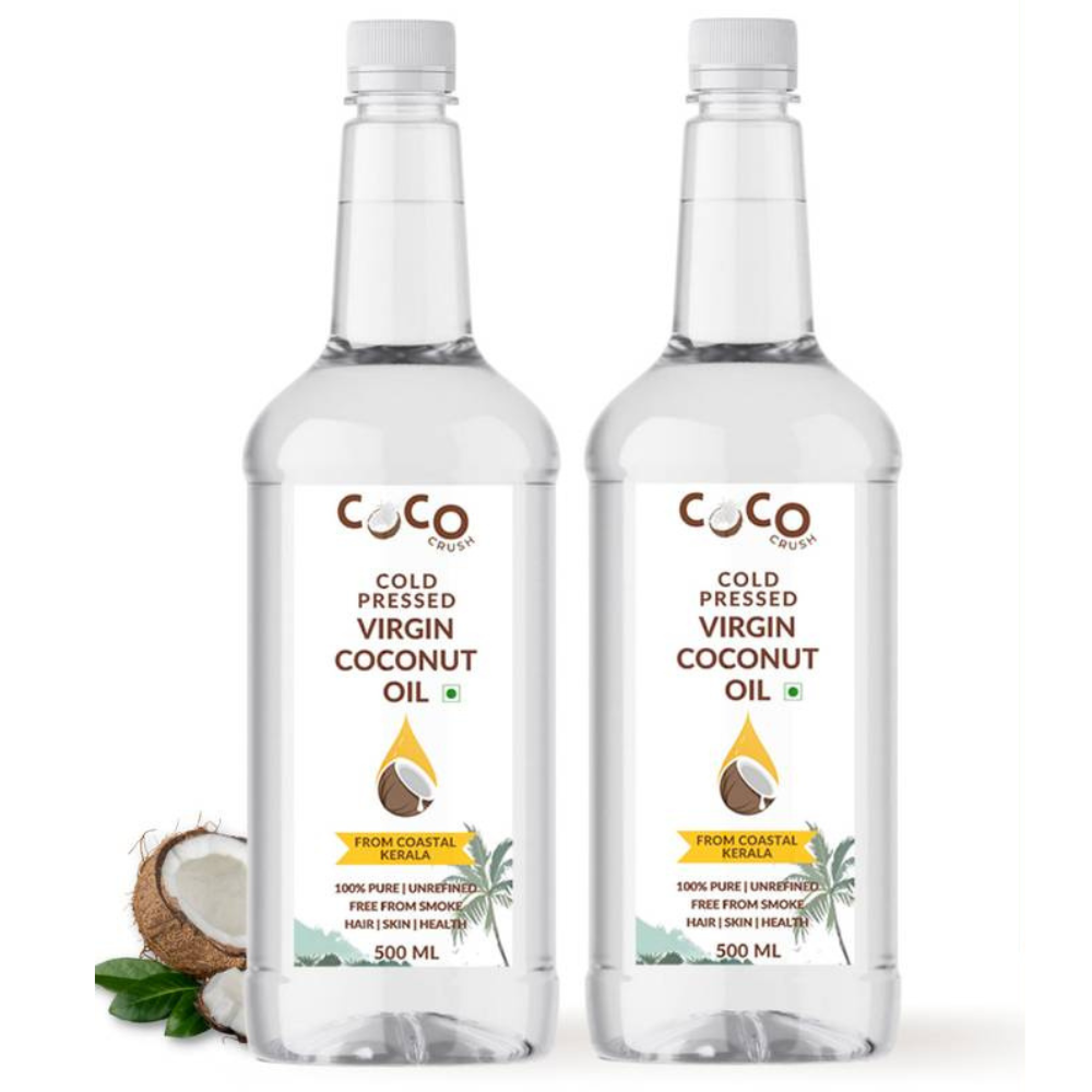 Coco Crush Cold Pressed Virgin Coconut Oil for Hair, Skin Massage | Combo of 1Ltr