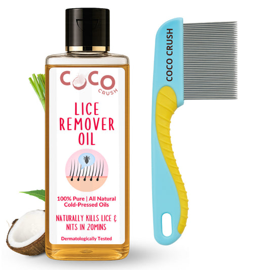 Lice & Nits Remover Hair Oil & Long Handle Comb - Natural Herbal Lice Treatment