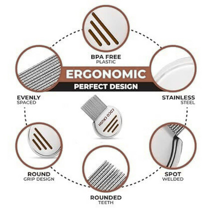 Dandruff, Lice, Nits, Eggs Removal Hair Combs Set, Stainless Steel