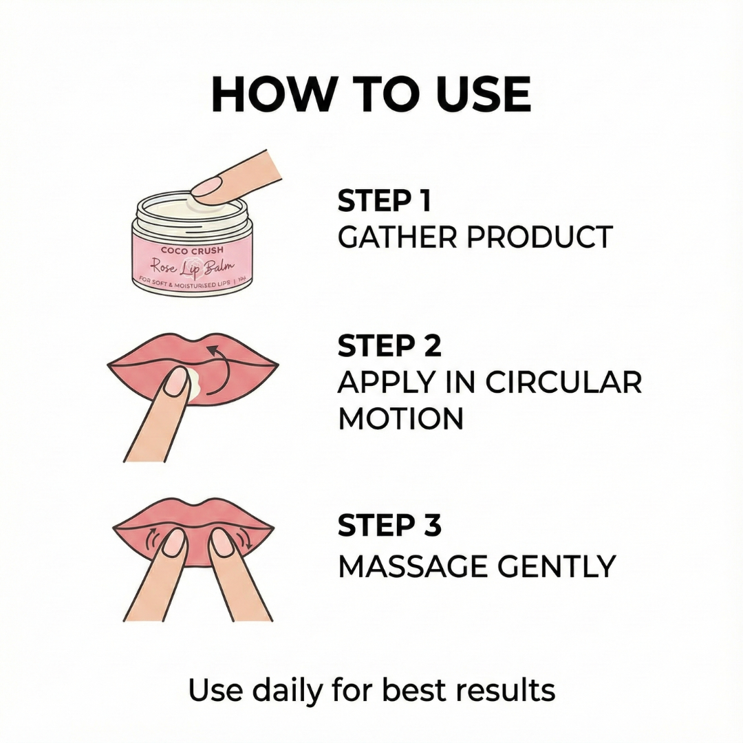 Rose Coconut Lip Balm, 100% Natural