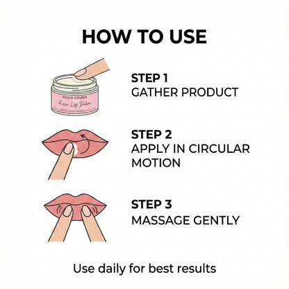 Rose Coconut Lip Balm, 100% Natural