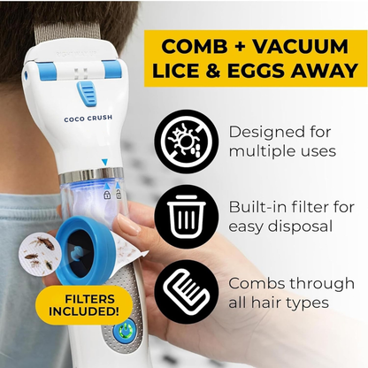 Coco Crush Electric Lice Comb with Suction | Chemical-Free & Reusable