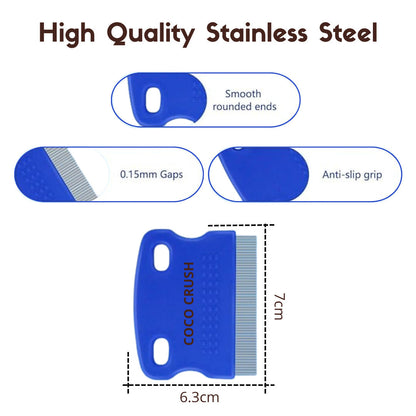 Dandruff, Lice, Nits, Eggs Removal Hair Combs Set, Stainless Steel