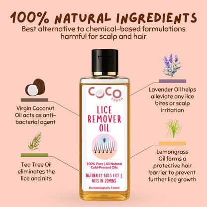 Lice & Nits Remover Hair Oil & Long Handle Comb - Natural Herbal Lice Treatment