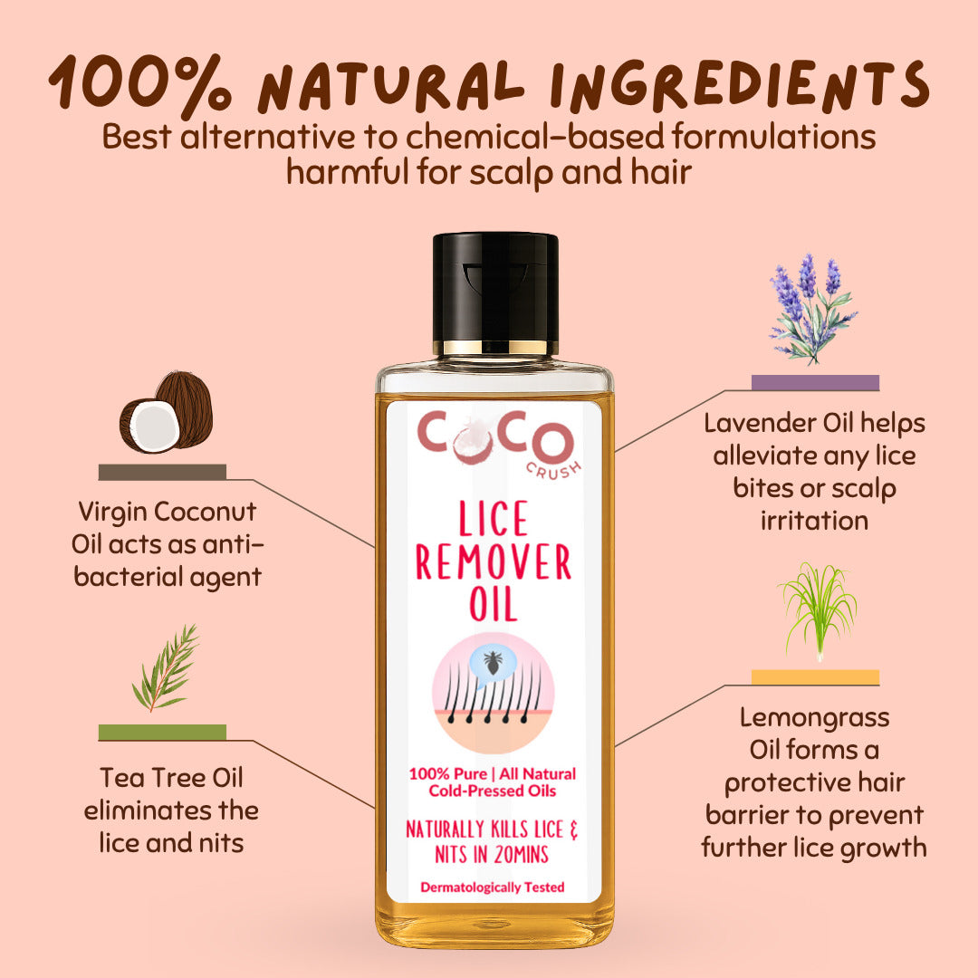Lice & Nits Remover Hair Oil & Fine Comb - Natural Herbal Lice Treatment