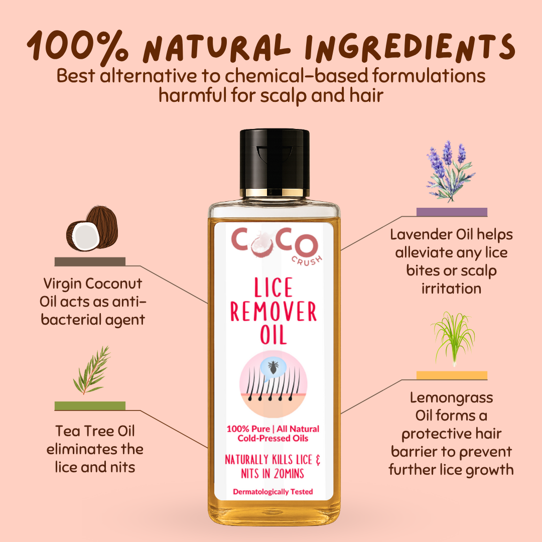 Ayurvedic Lice Removal Oil (50ml), Hair Spray (50ml), & Comb