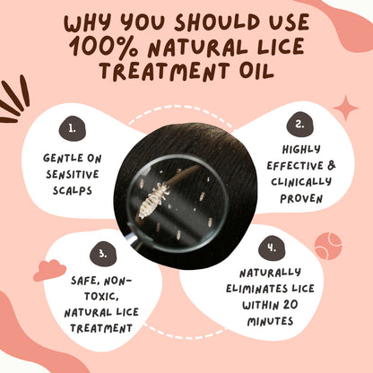 Lice & Nits Remover Hair Oil & Long Handle Comb - Natural Herbal Lice Treatment