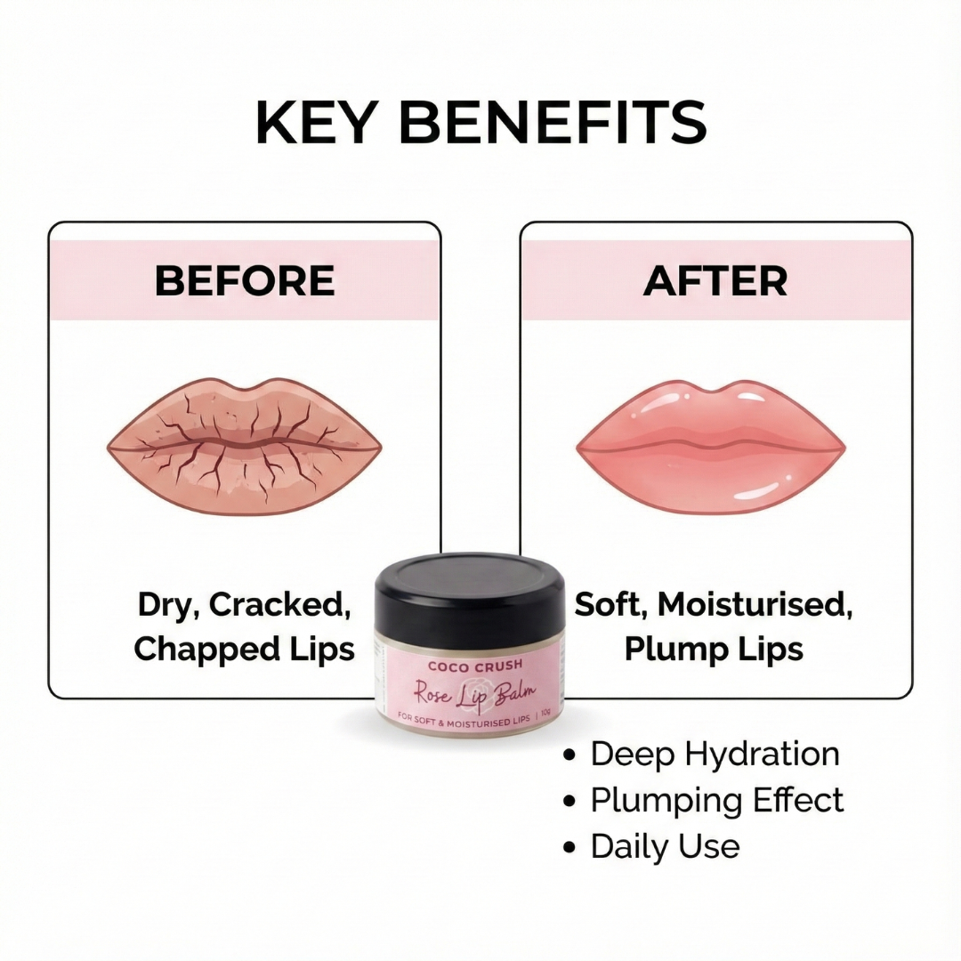 Rose Coconut Lip Balm, 100% Natural