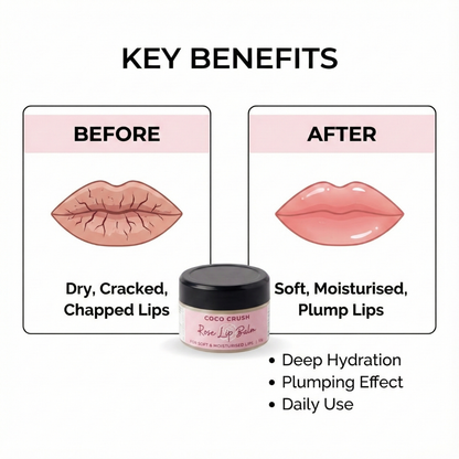 Rose Coconut Lip Balm, 100% Natural