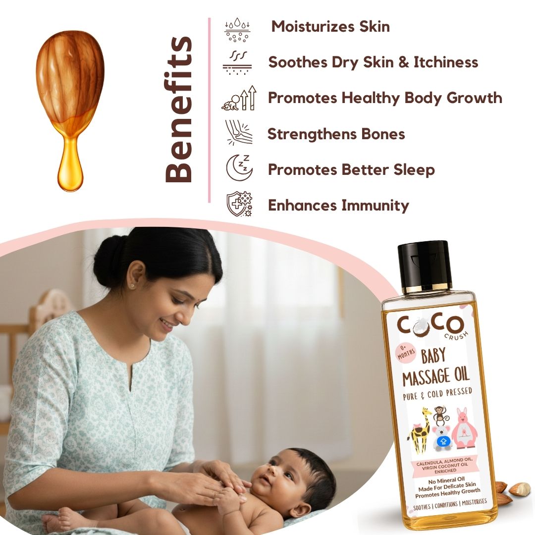 Cold Pressed Baby Massage Oil With Calendula, Almond for Soft Skin