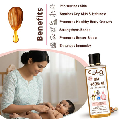 Cold Pressed Baby Massage Oil With Calendula, Almond for Soft Skin