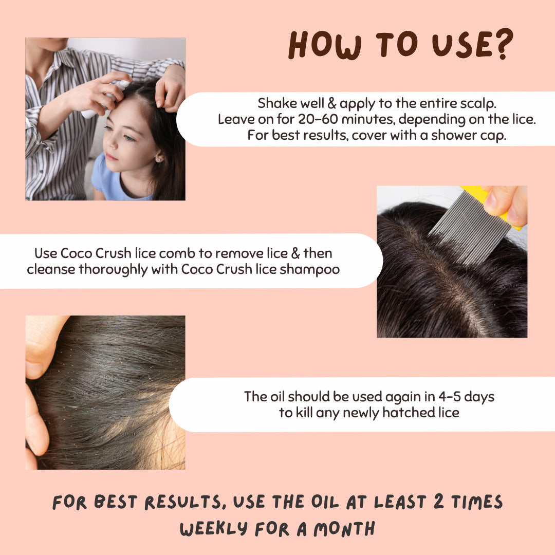 Lice & Nits Remover Hair Oil & Fine Comb - Natural Herbal Lice Treatment