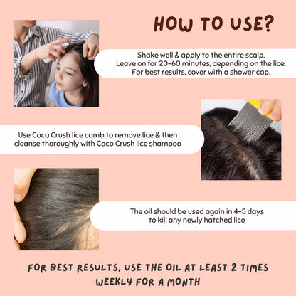 Lice & Nits Remover Hair Oil & Fine Comb - Natural Herbal Lice Treatment
