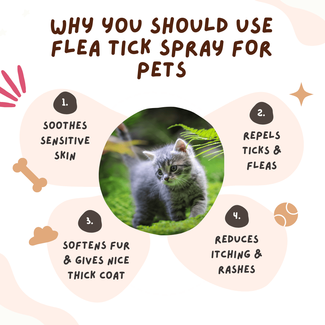 Organic Tick & Flea Spray & Long Grip Comb Combo for Pets