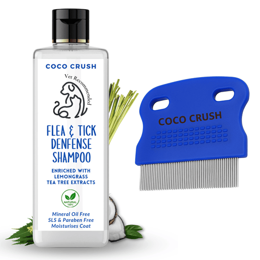 Natural Pet Flea & Tick Removal Shampoo and Fine Teeth Coat Comb