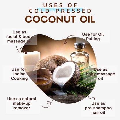 Coco Crush Cold Pressed Virgin Coconut Oil for Hair, Skin Massage | Combo of 1Ltr