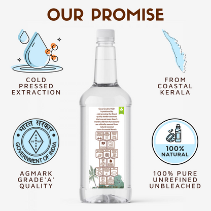 Coco Crush Cold Pressed Virgin Coconut Oil for Hair, Skin Massage | Combo of 1Ltr