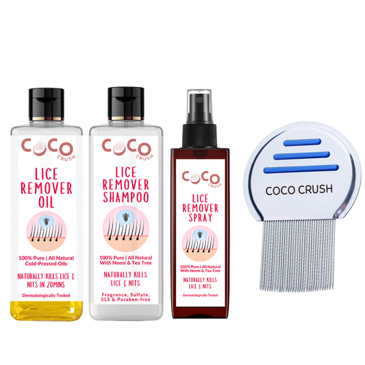 Ayurvedic Anti-Lice Treatment Bundle: Oil, 50ml; Shampoo, 100ml; Hair Spray, 50ml; 1 Comb