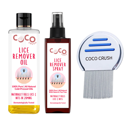 Ayurvedic Lice Removal Oil (50ml), Hair Spray (50ml), & Comb