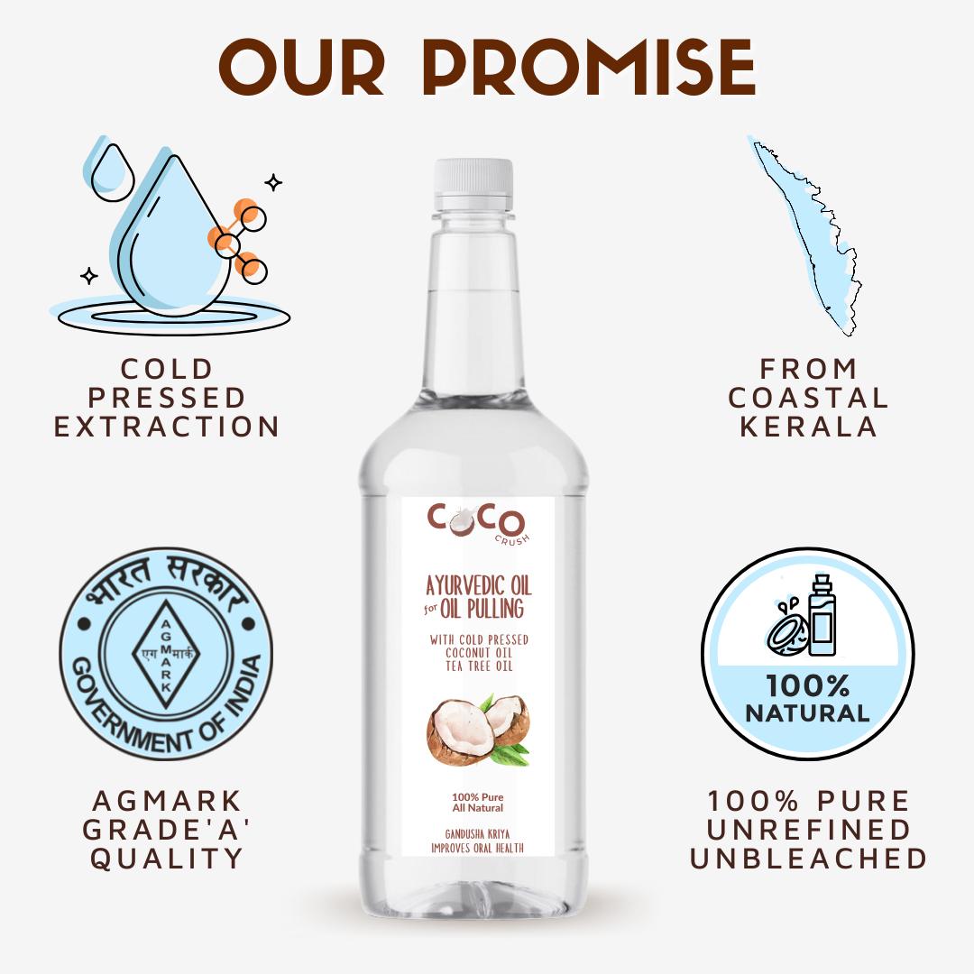 Ayurvedic Coconut Oil for Oil Pulling, Cold-pressed & Virgin - Coconut Oil, Tea Tree Oil
