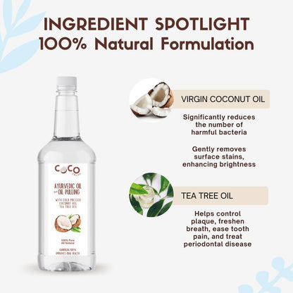 Ayurvedic Coconut Oil for Oil Pulling, Cold-pressed & Virgin - Coconut Oil, Tea Tree Oil